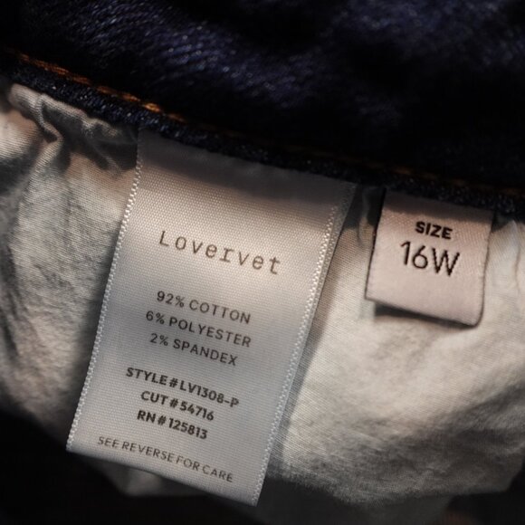 Lovervet by Vervet Dad Jeans Women’s 16W Dark Wash High Rise Frayed Hem - Picture 9 of 11